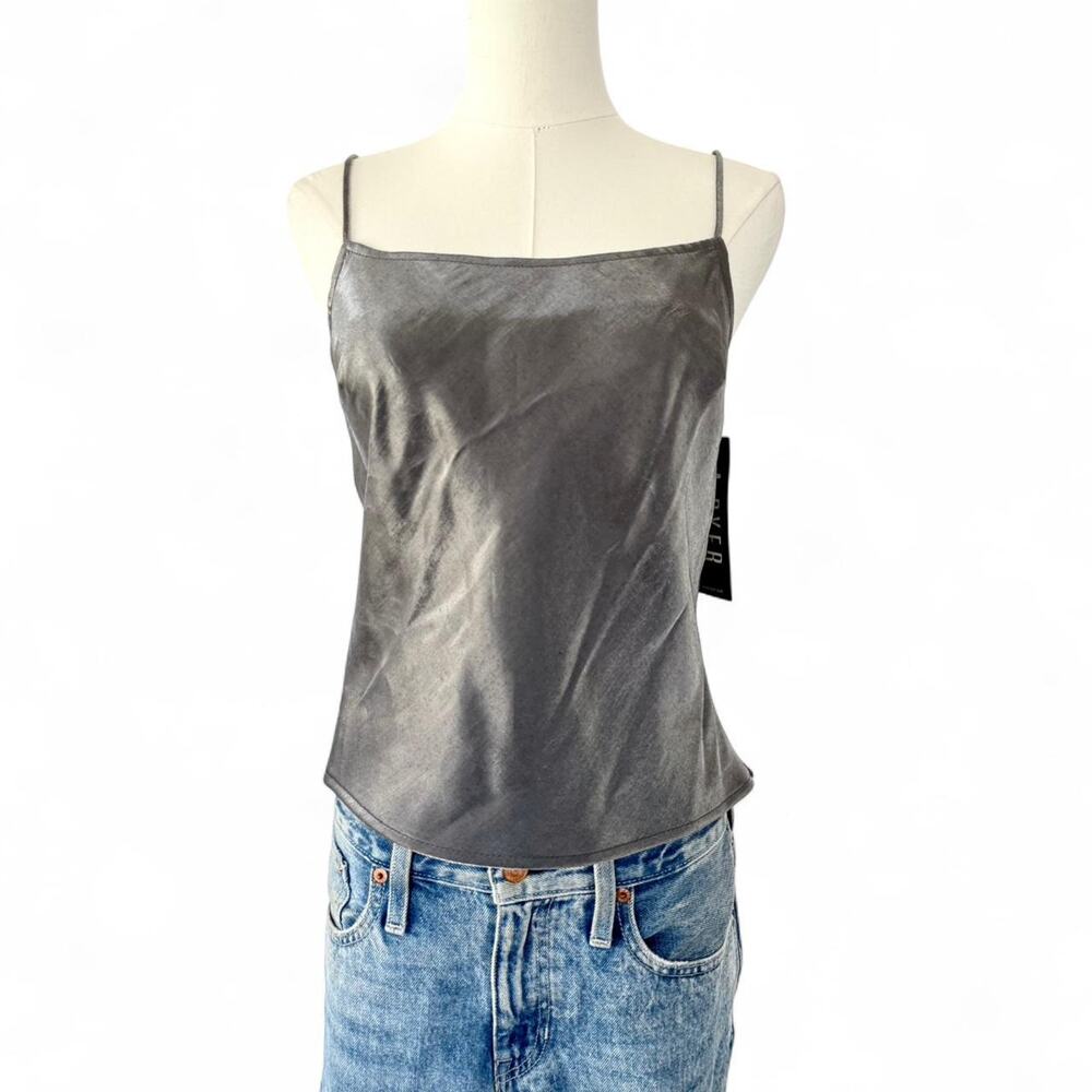 DEADSTOCK VINTAGE Y2K SILVER LIQUID SHINE TANK